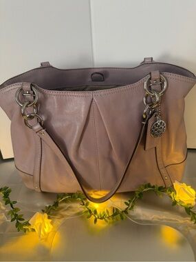 Coach Madison Mauve Leather Tote with-Link Handles